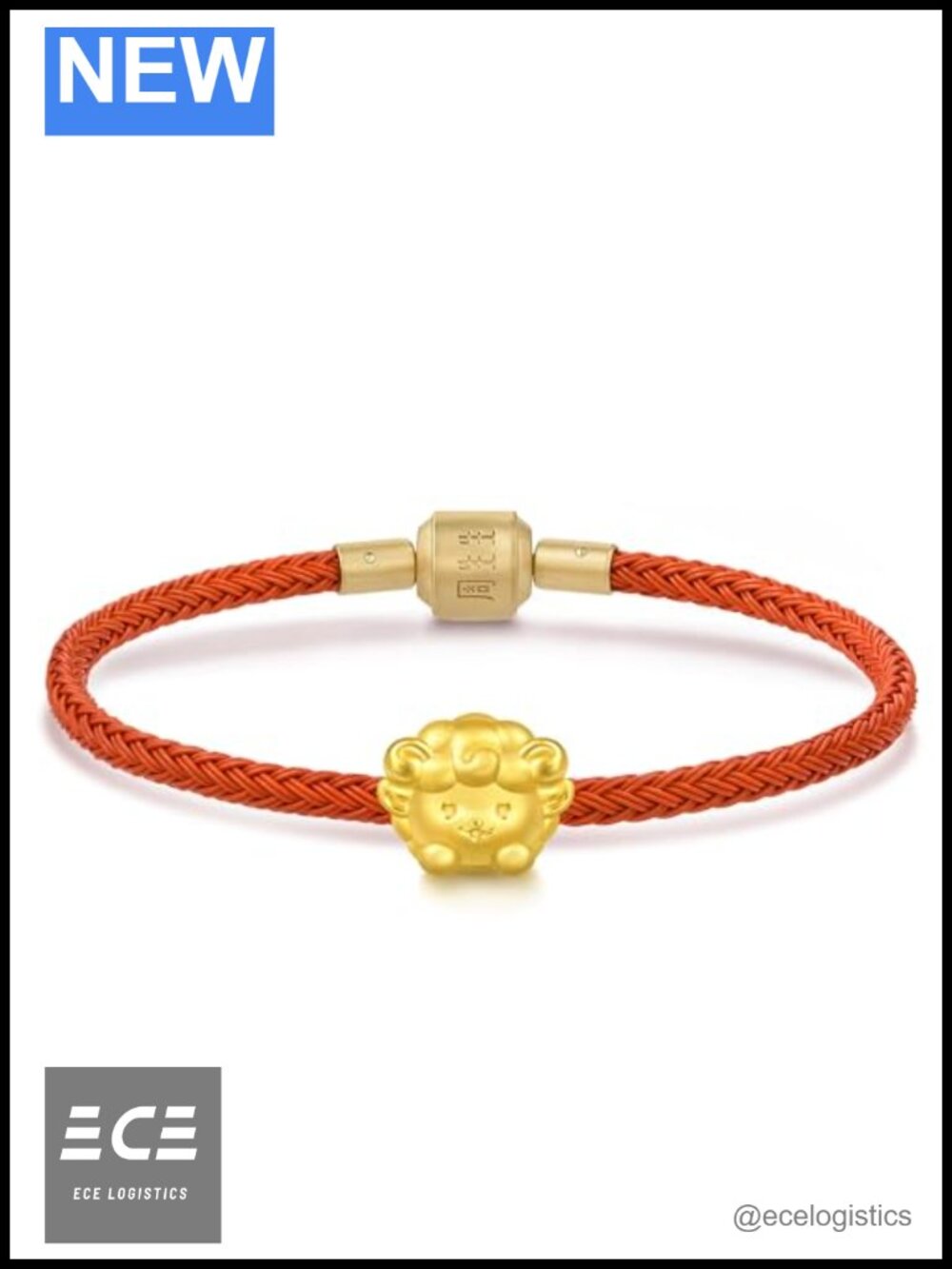 999 24K Gold Mini Zodiac Goat Charm Bracelet 17cm Unisex